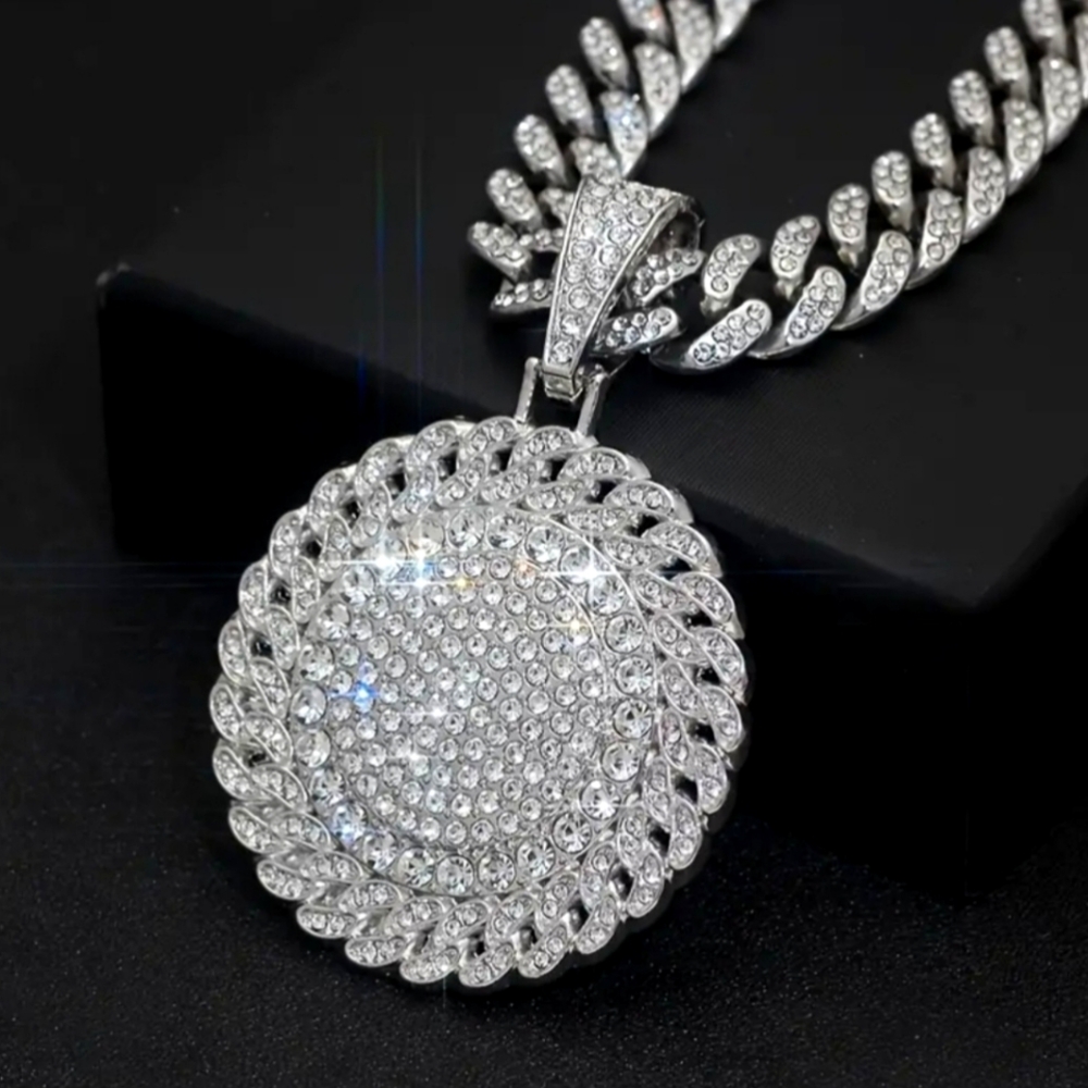 HIP-HOP ICE-OUT WHITE GOLD  PENDANT AND CHAIN